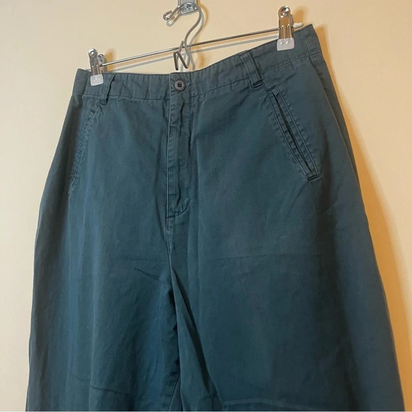 VTG L.L. BEAN High Waisted Green Khaki Pants - Picture 2 of 7